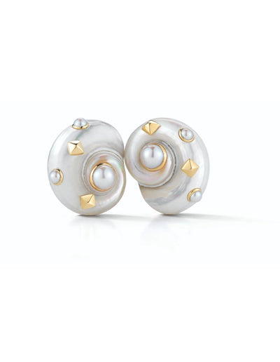 Umbonium Shell & Pearl Earrings