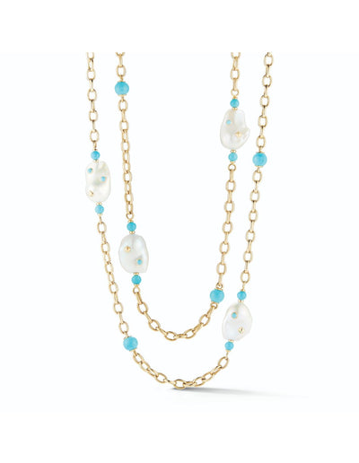 Baroque Pearl & Turquoise Lisbon Necklace